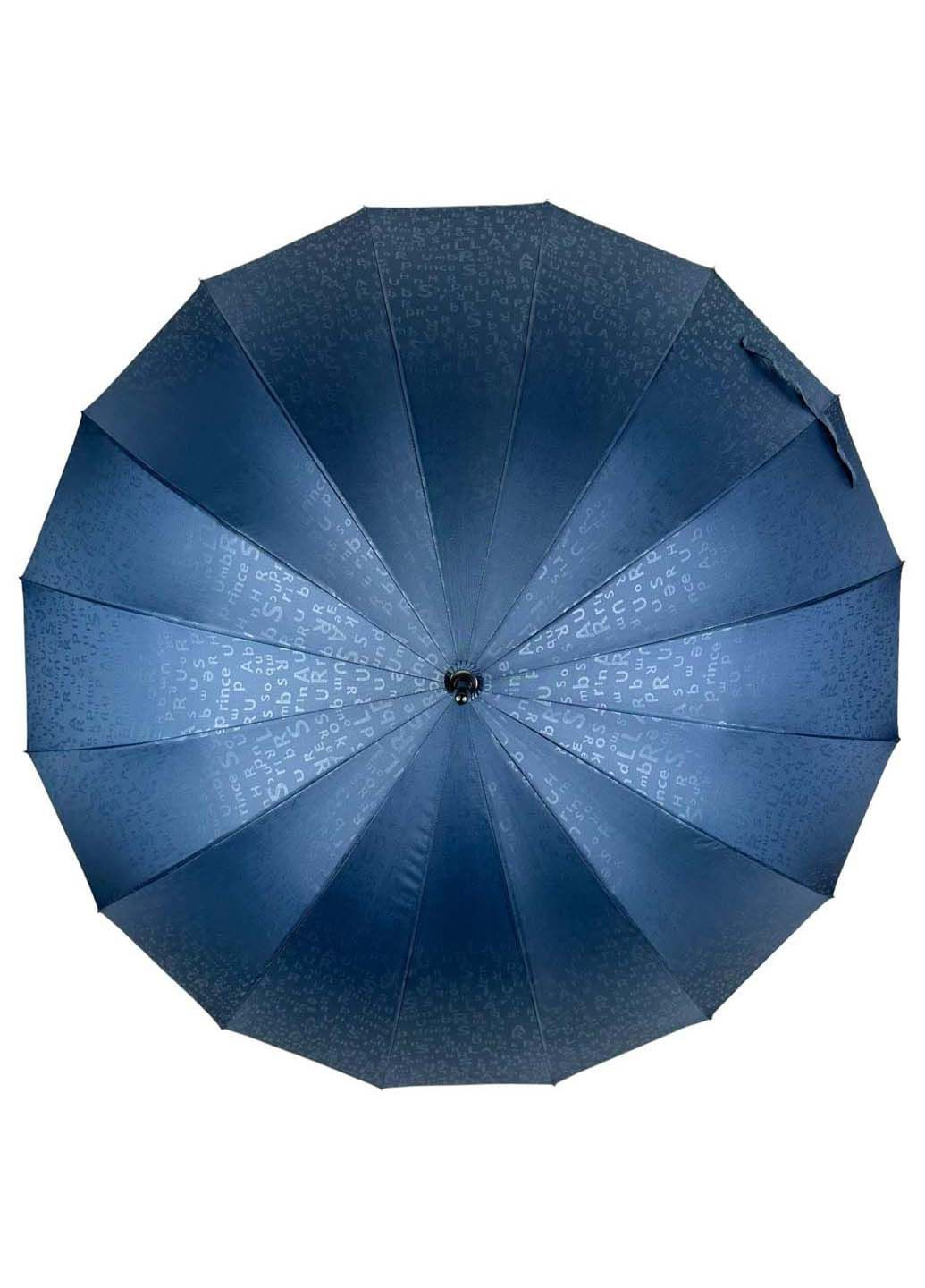 Синя жіноча парасолька-тростина на 16 спиць з принтом Toprain (289977411)