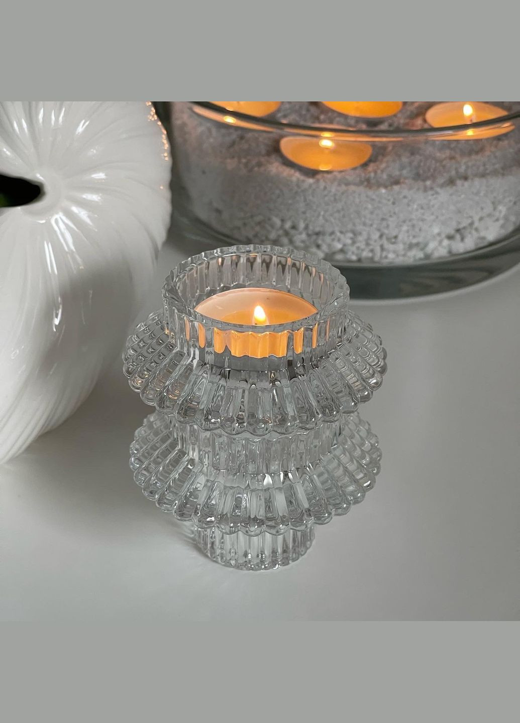 Набор 2 шт стеклянных подсвечников No Brand (296914208)