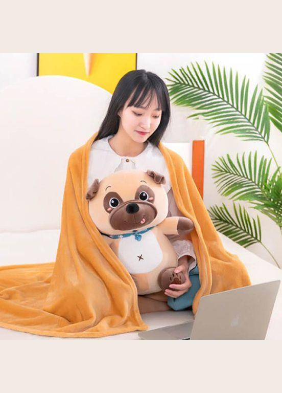 Дитяча м'яка іграшка "Собачка" L1130 іграшка з пледом, розмір 50 см No Brand (330610322)