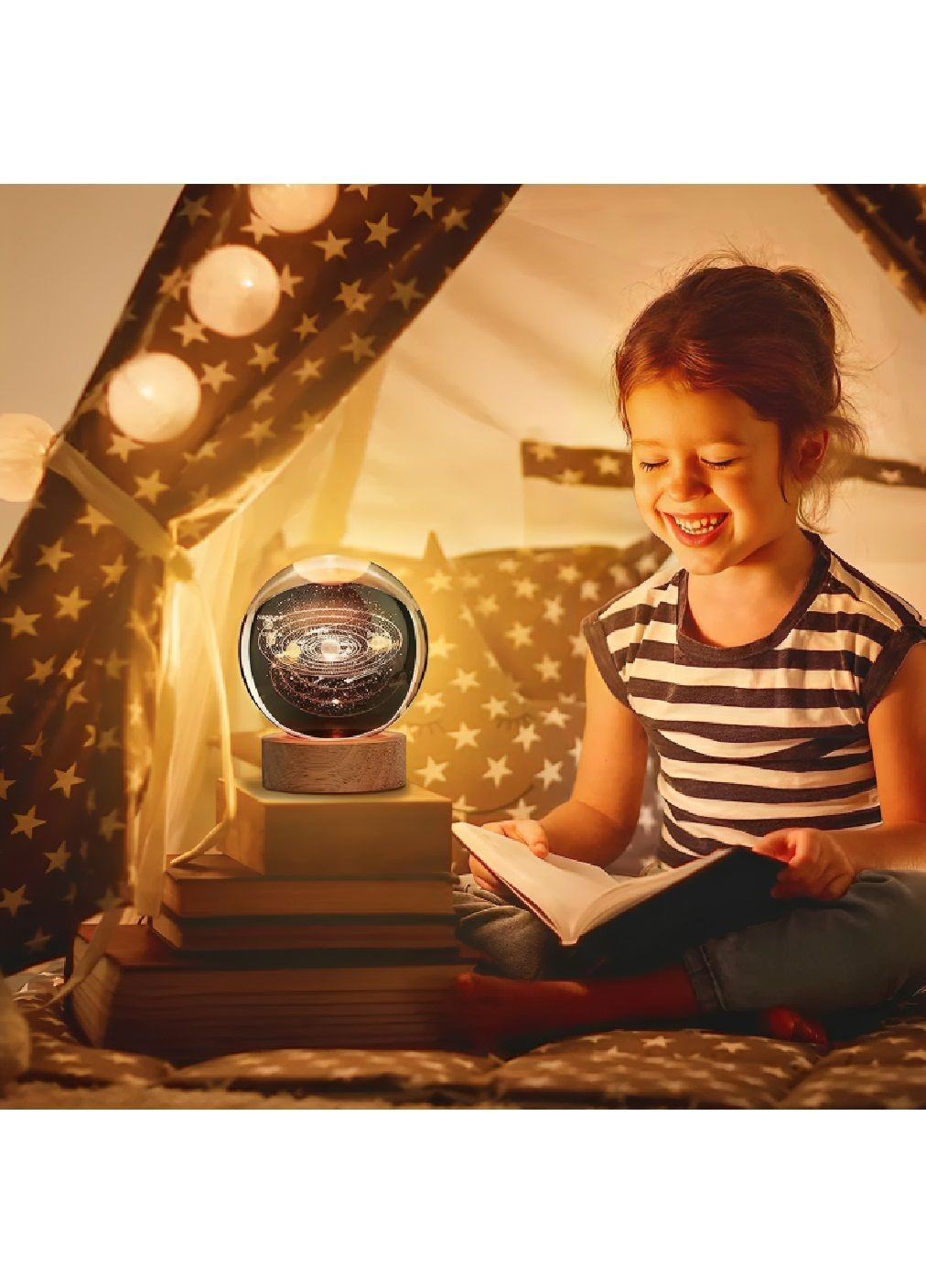 Декоративна лампа нічник 3D кришталева куля RGВ з лазерним гравіюванням живленням від USB 6х6х2 см (478164-Prob) Сонячна система Unbranded (302833472)