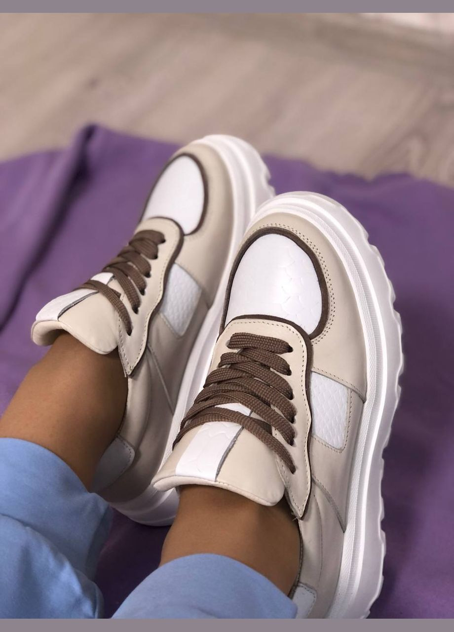 Жіночі кросівки шкіряні бежеві (1234) No Brand бежеві демісезони (313293420)