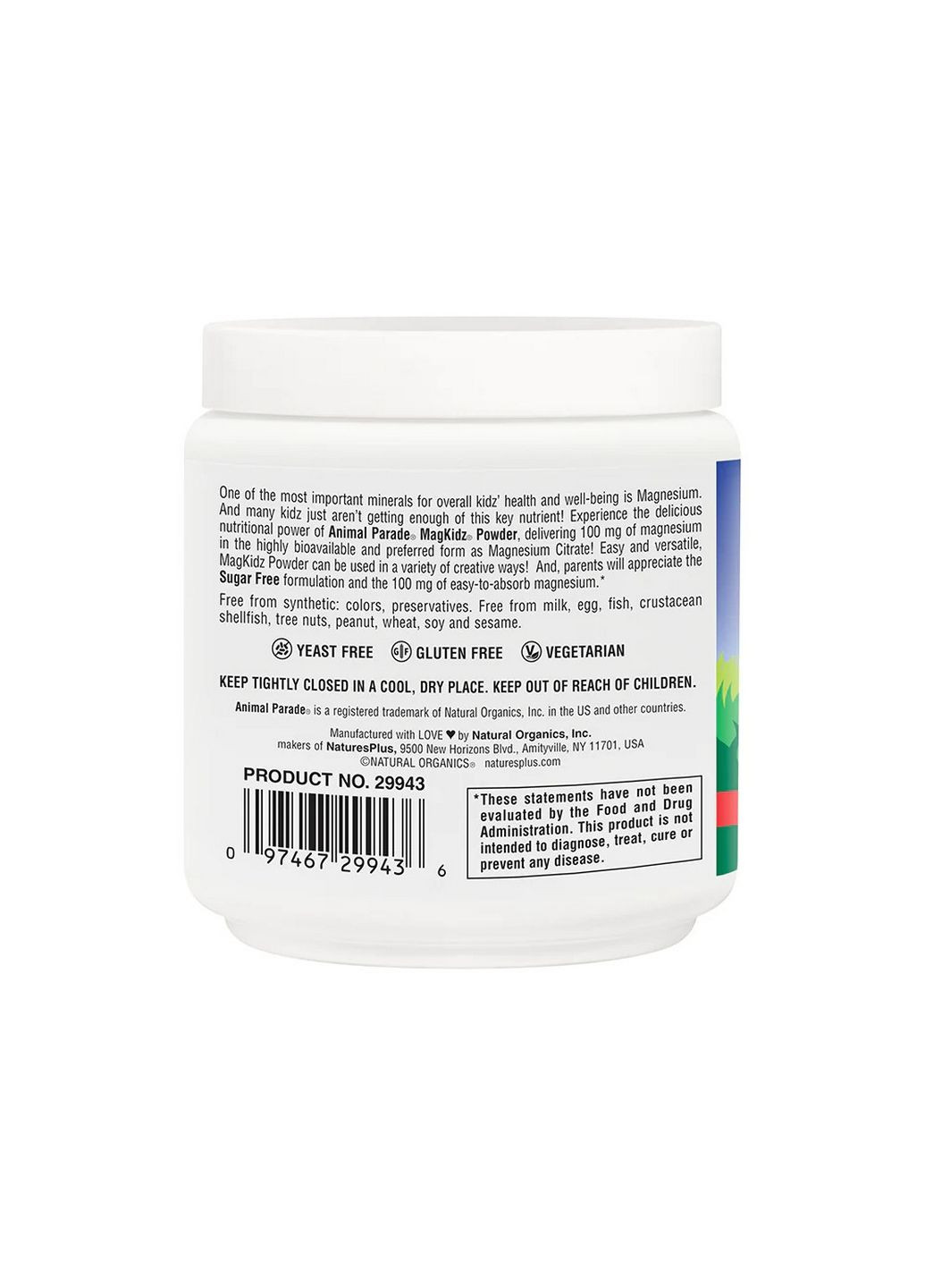 Витамины и минералы Animal Parade Mag Kidz Sugar Free, 171 грамм Вишня Natures Plus (293418903)