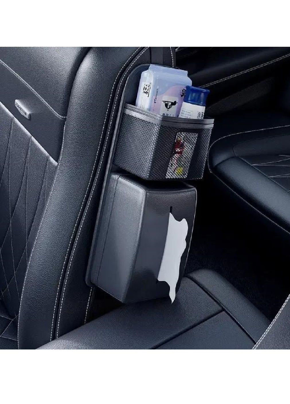 Органайзер короб салфетница на боковую часть переднего сидения в машину автомобиль 38х14.5х8 см (477038-Prob) Черный Unbranded (293814599)