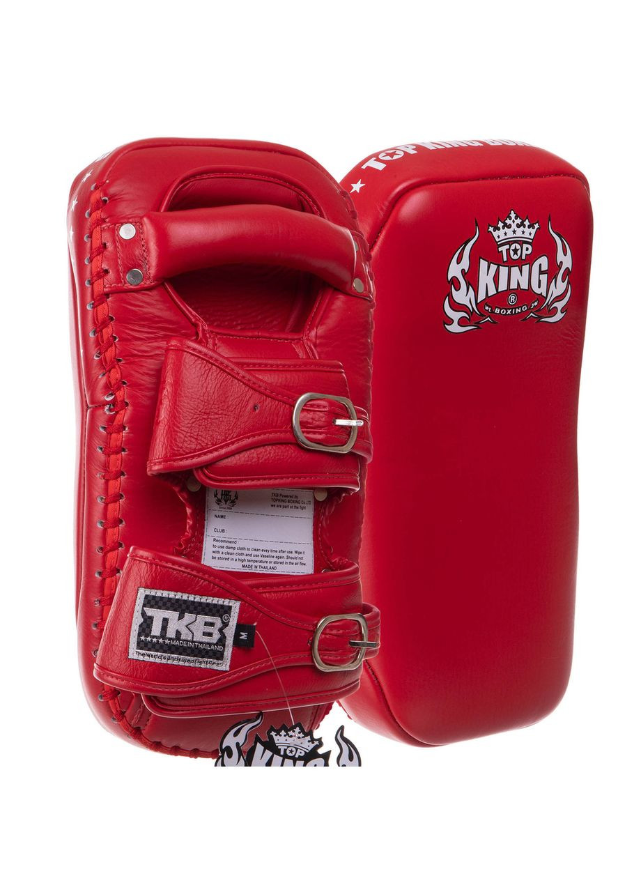 Пади для тайського боксу Тай-педи з натуральної шкіри (2шт) KING Extreme (р-р M 35x18x11см, на пряжці, червоний) Top King Boxing (361436257)