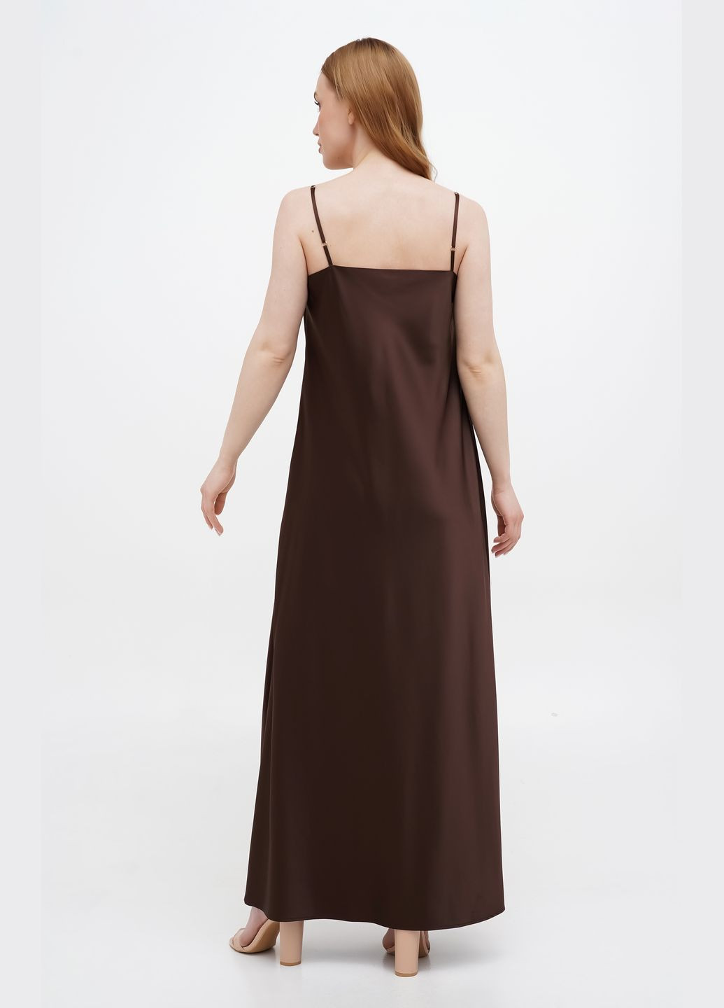 Коричневое коктейльное, вечернее шелковое платье-комбинация "лили" с боковым разрезом платье-комбинация Fayna однотонное