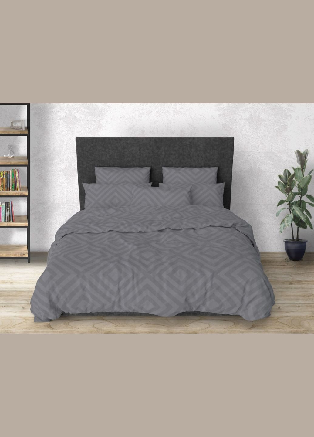 Комплект постільної білизни Rhomb Grey бязь євро SoundSleep (292653353)