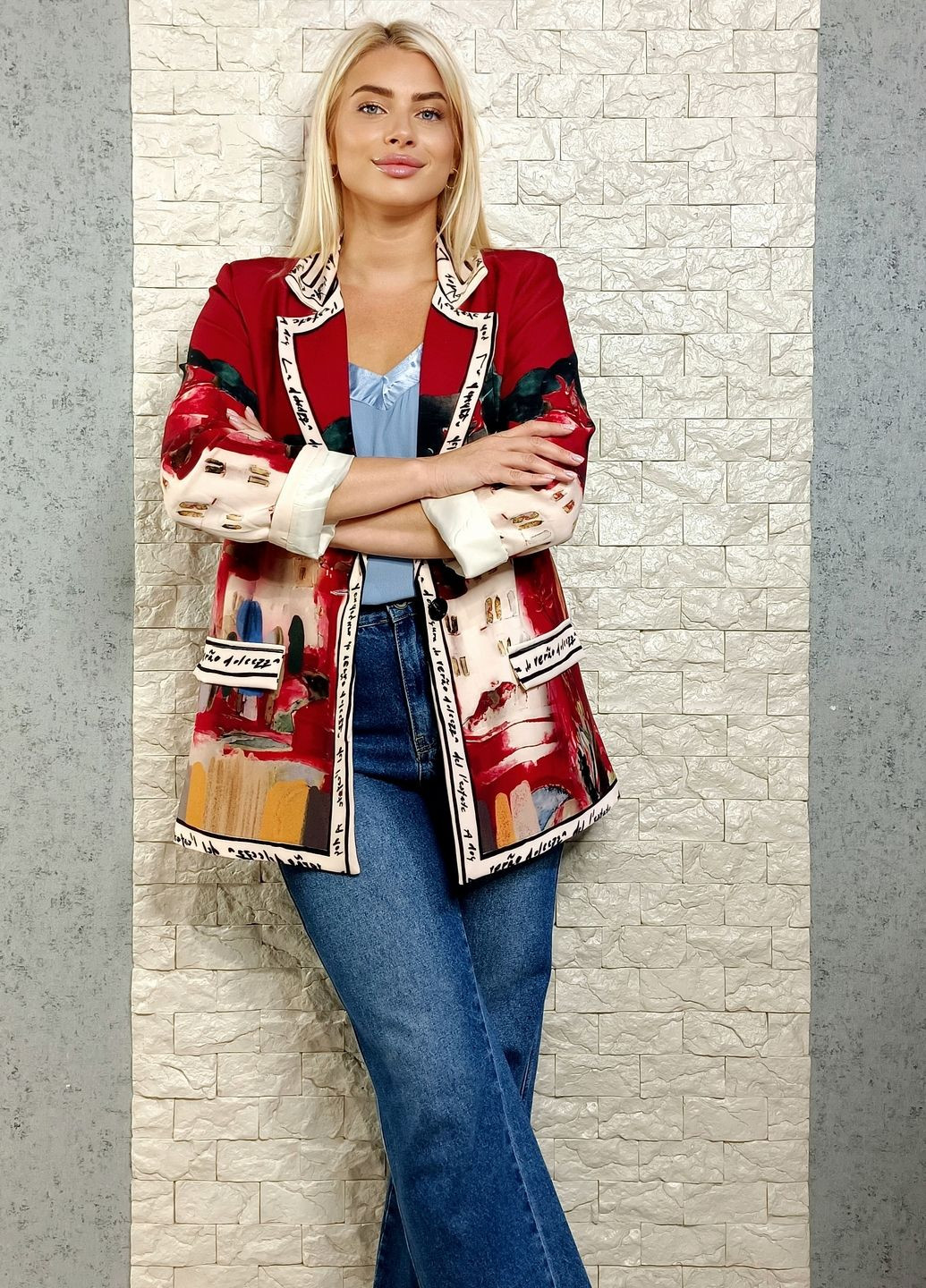 Піджак New Collection з арт-принтом подовжений (361021805)