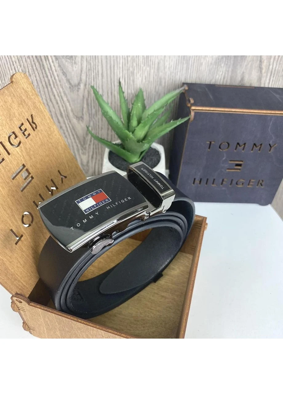 Мужской кожаный ремень автомат Tommy Hilfiger пояс из натуральной кожи для мужчин стильный аксессуар ProDobro (363221364)