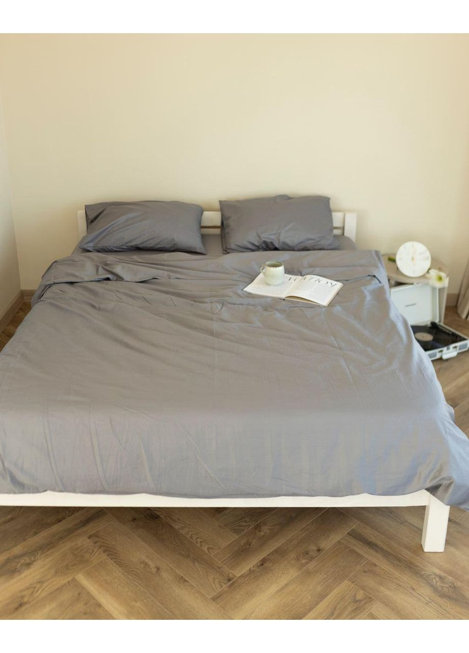 Постельное белье Темно-серый, сатин PREMIUM Полуторный размер, наволочки 50/70 No Brand (364218700)