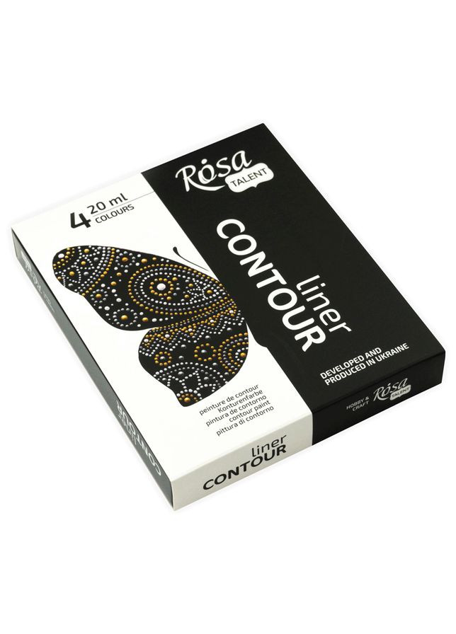 Набір контурів універсальних класичні кольори та металіки 4х20 мл, Rosa Talent (363263222)
