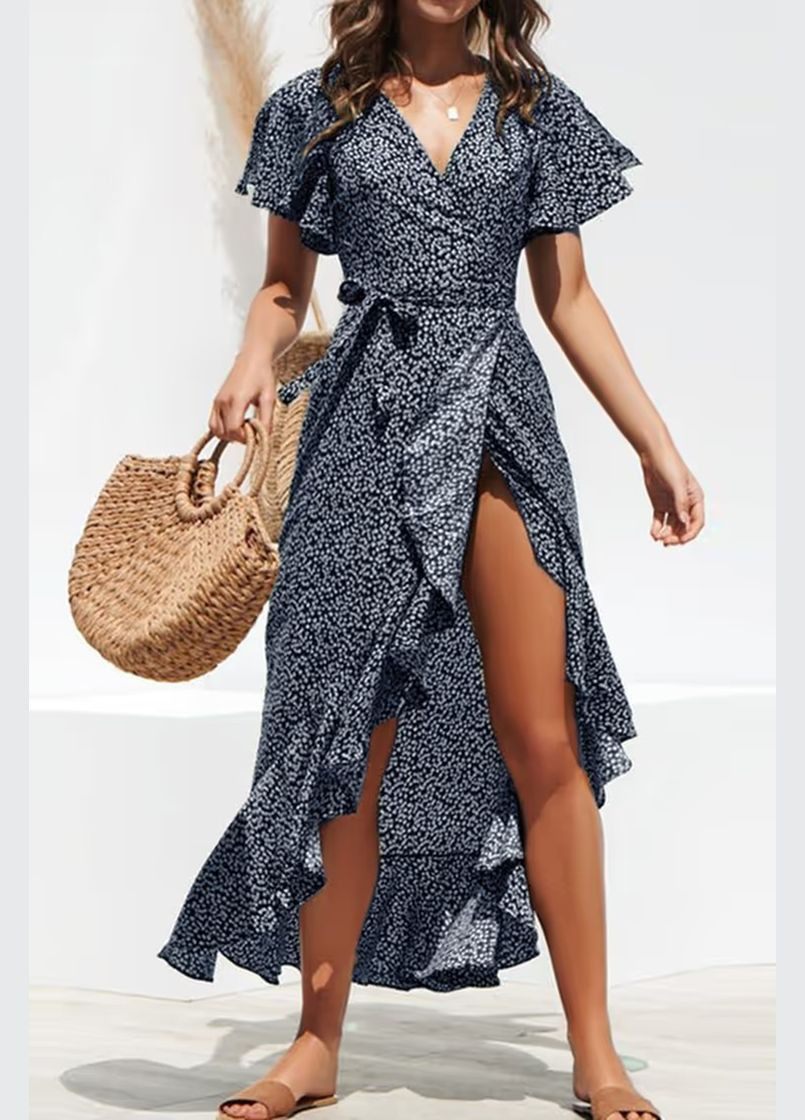 Темно-синя повсякденний плаття, сукня CUPSHE в горошок