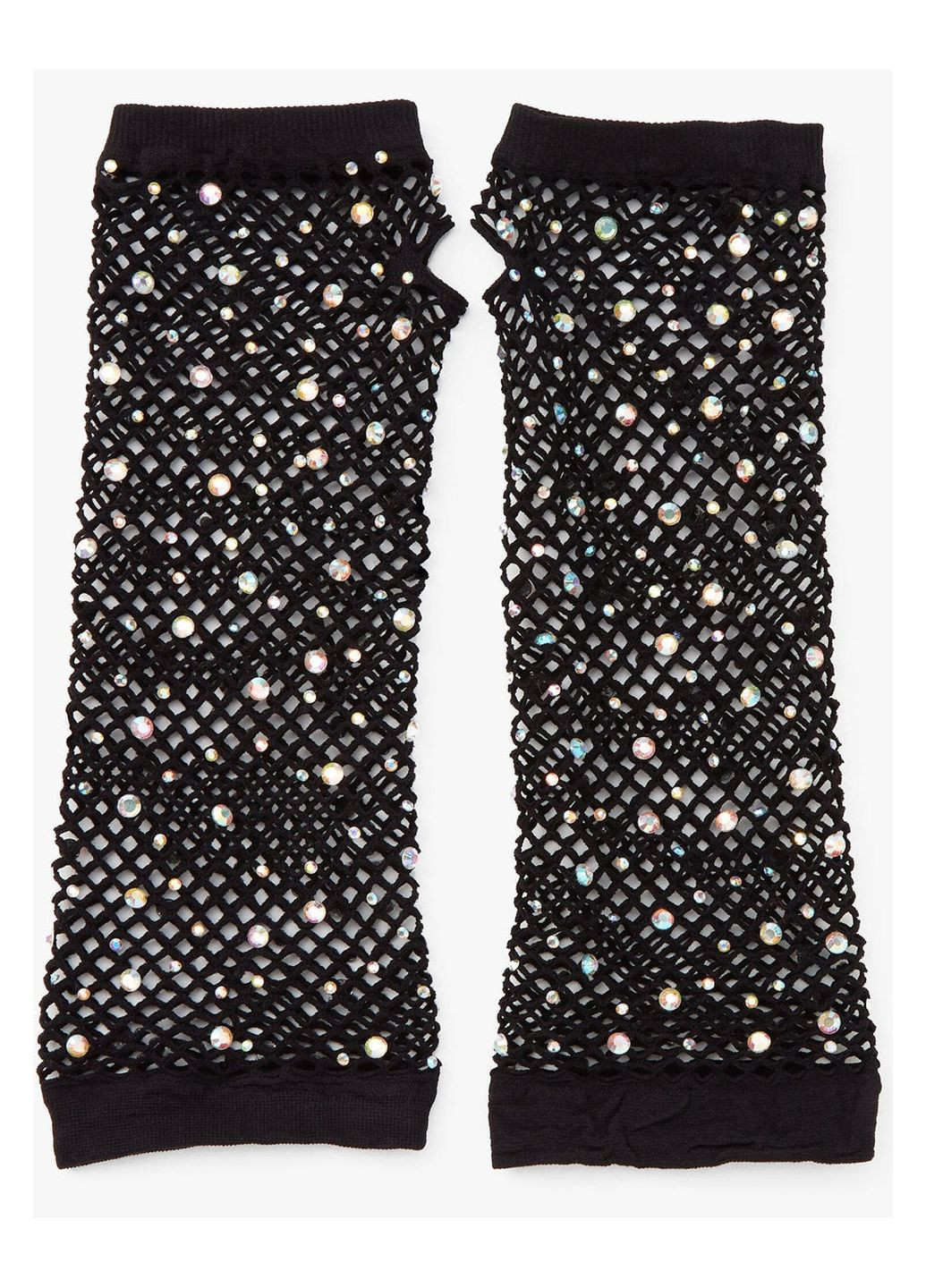 Чорний демісезонний рукавички в сітку із стразами fishnet arm warmers gloves від rhinestone, чорні Leg Avenue