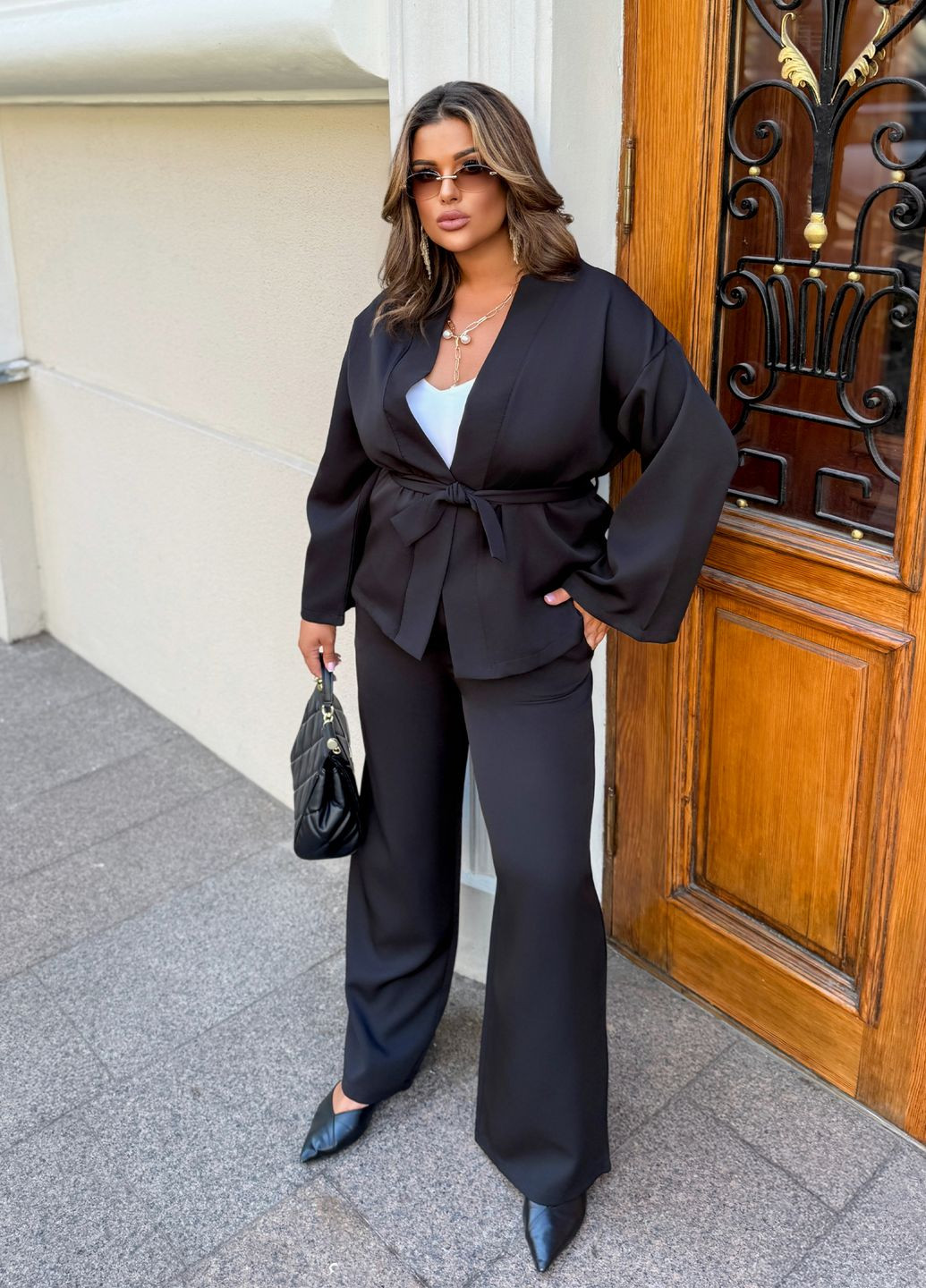 Костюм-кимоно женский деловой оверсайз фасона (кимоно + брюки) No Brand (356174383)