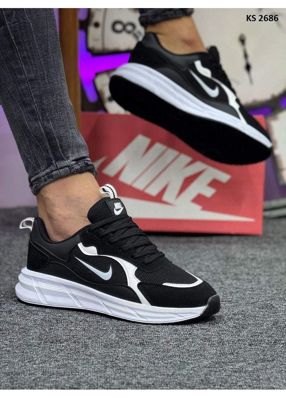 Білі кросівки чоловічі nike racer black white найк рейсер білі демісезон No Brand