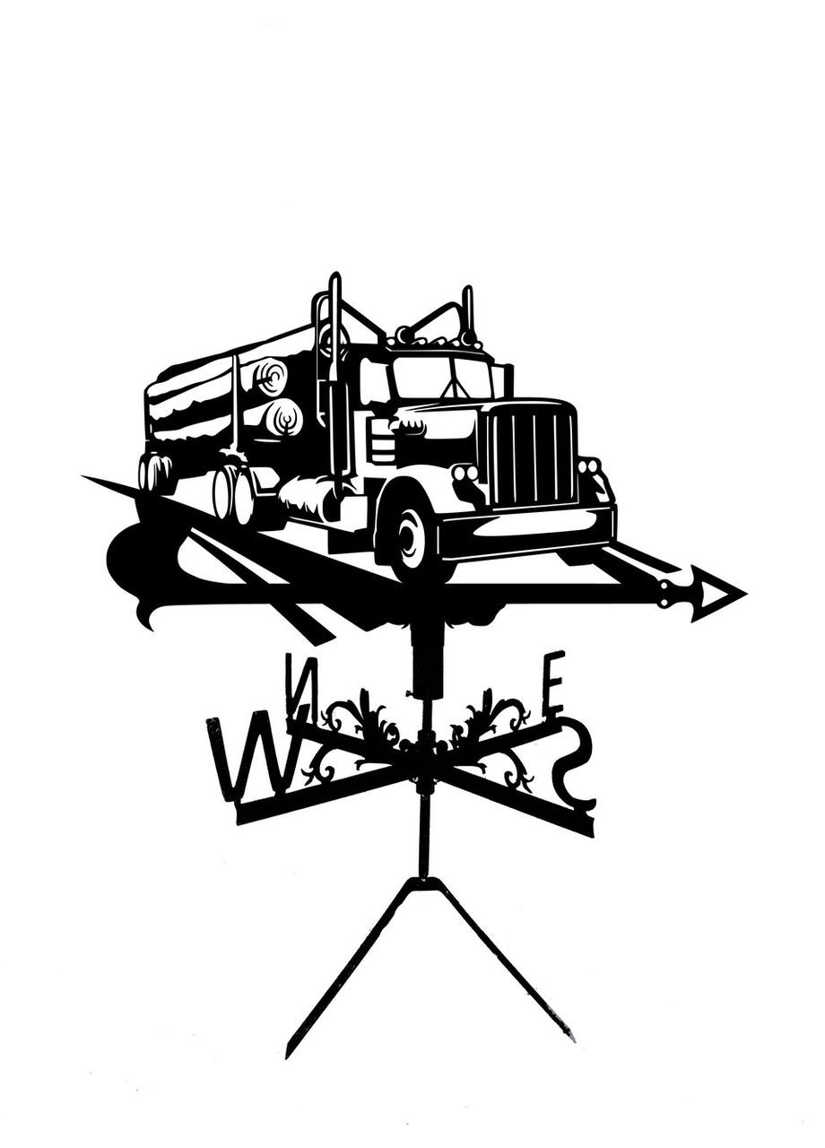 Флюгер на будинок Вантажівка з дровами, Фура, флюгер на дах з металу 3 мм. No Brand (368896410)