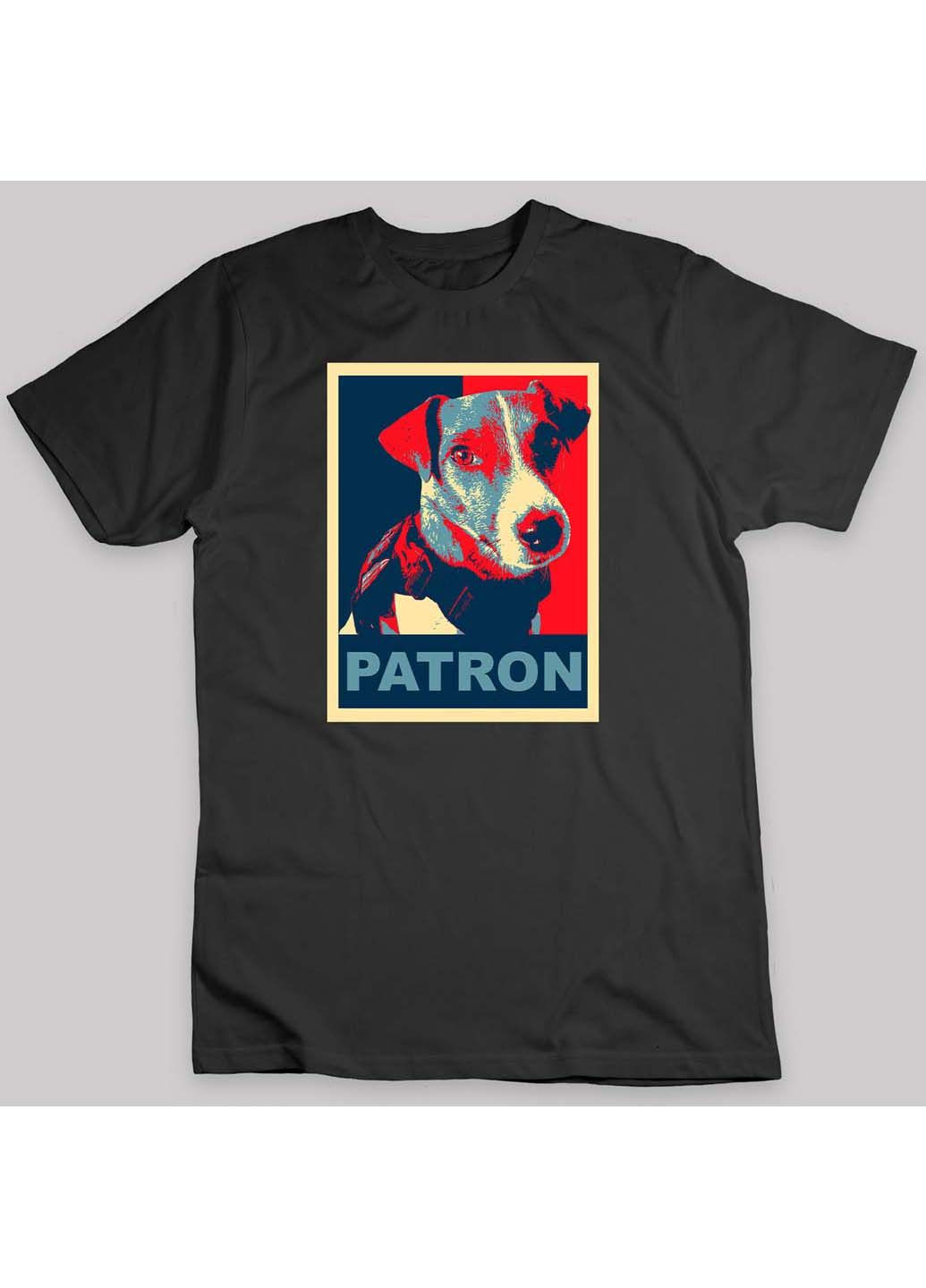 Черная футболка patron пес патрон с коротким рукавом Кавун