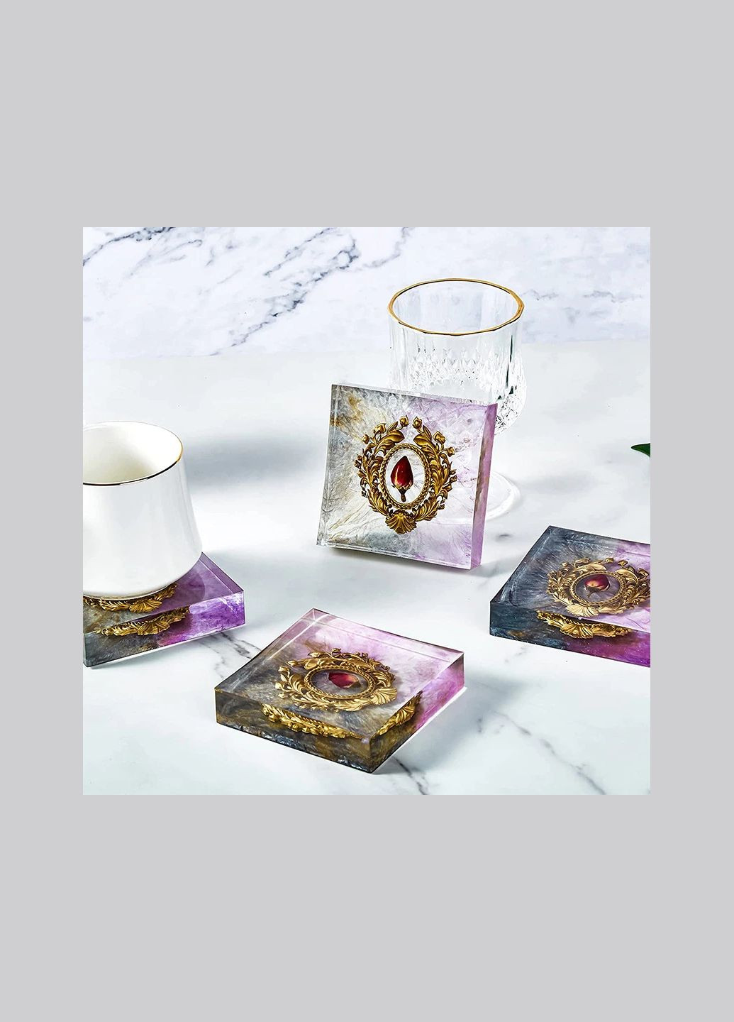 Форма для епоксидної смоли Молд квадрат підставка під склянку Білий Силіконовий 108 мм x 108 мм х 22 мм Finding (316248797)