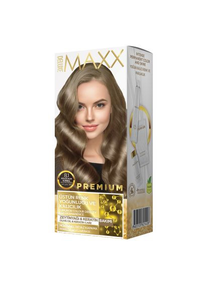 Фарба для волосся 8.1 Попілястий світло-русий 50 мл+50 мл+10 мл Maxx Deluxe (284722529)