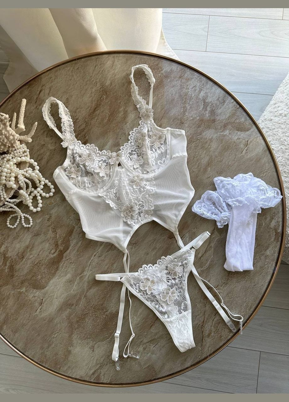 Білий комплект еротичної нижньої білизни Domino