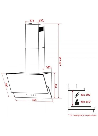 Витяжка DNS 6252 D 700 WH LED Декоративна PERFELLI (339084624)
