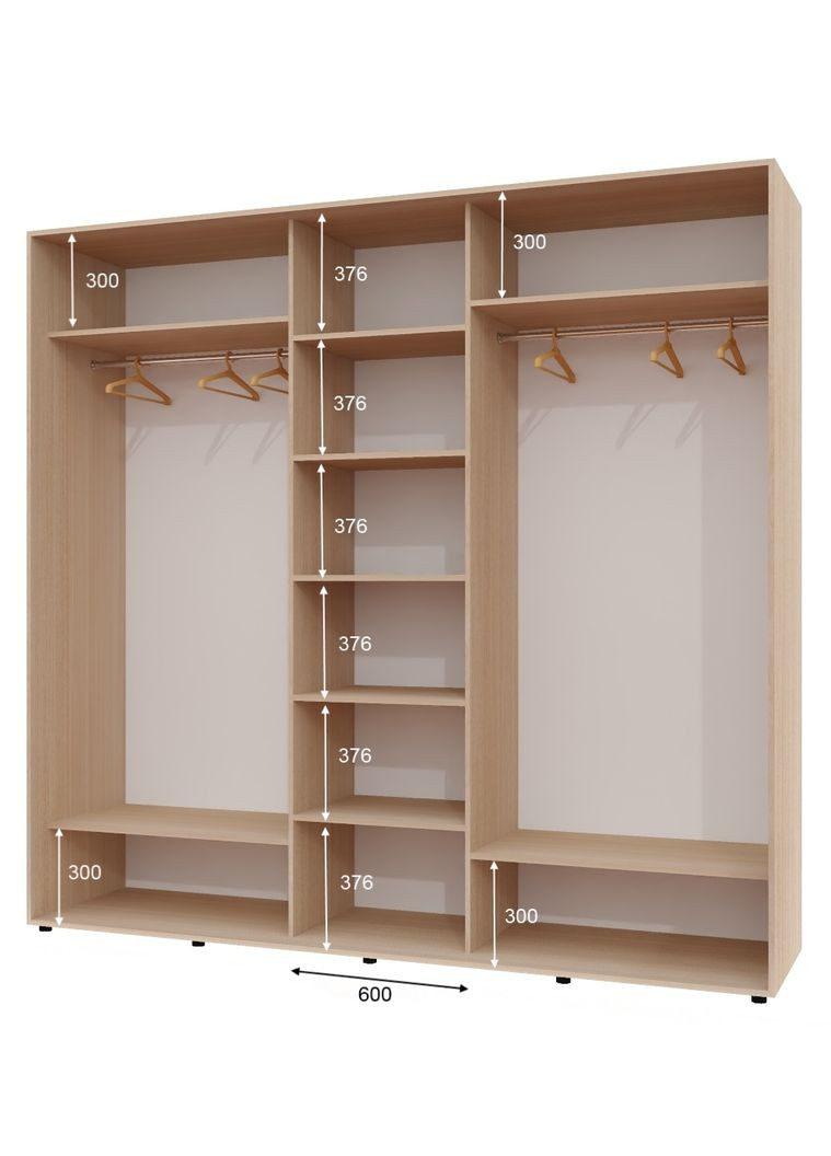 Шафа-купе тридверна 270*60*230 Дуб молочний 2 Дзеркала з піскострумним малюнком/Дзеркало ШК-04 Алекса (360477964)