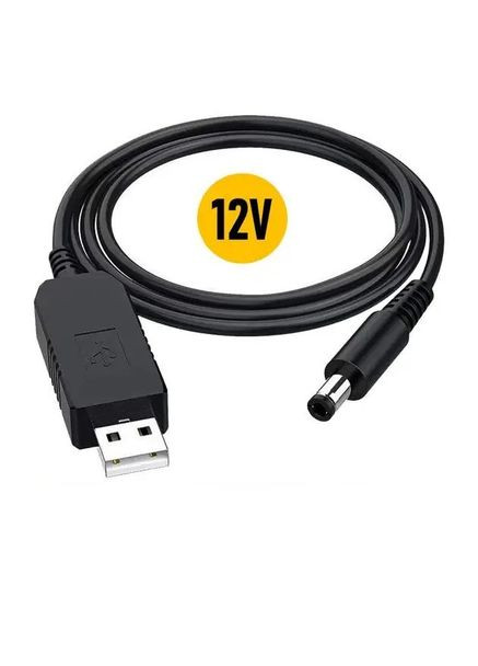 Кабель USB 5V в DC 12V 0.5A для живлення Wi-Fi роутера від повербанка, перехідник 5.5×2.1 мм, підвищуючий адаптер живлення China (354827620)