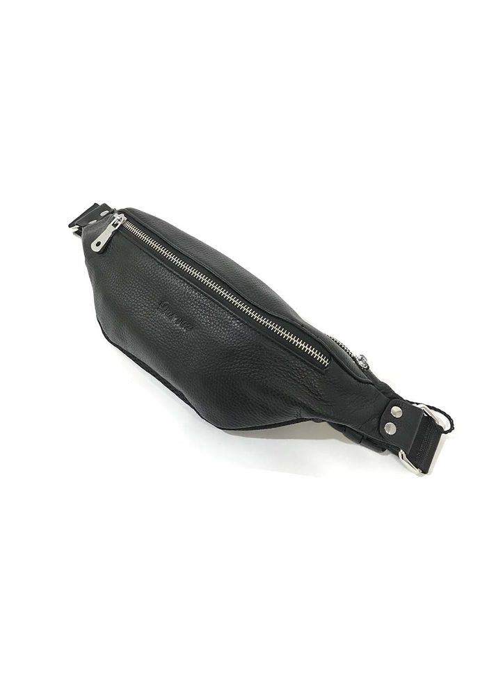 Кожаная черная мужская нагрудная поясная сумка бананка через плечо No Brand (305834018)