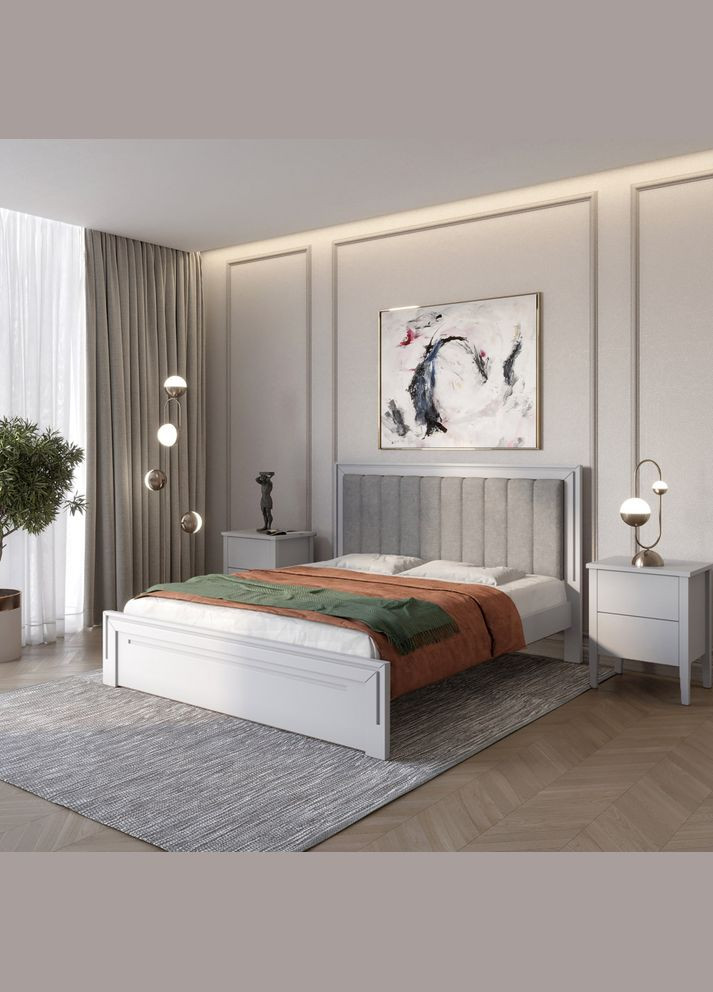 Двоспальне дерев'яне ліжко Торонто Т1 /Аляска 93 (сірий) 180х190 см (MBG-8576) Mebigrand (368283079)