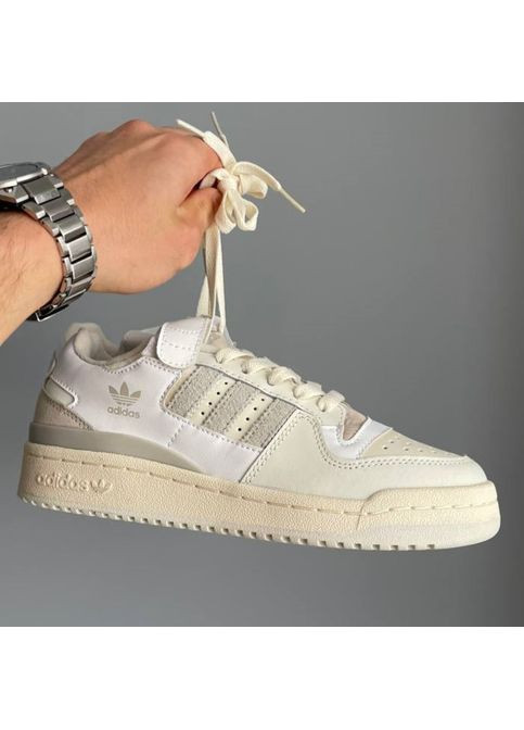Белые демисезонные кроссовки мужские и женские adidas forum 84 beige white grey | адидас форум 84 бежевые белые серые No Brand
