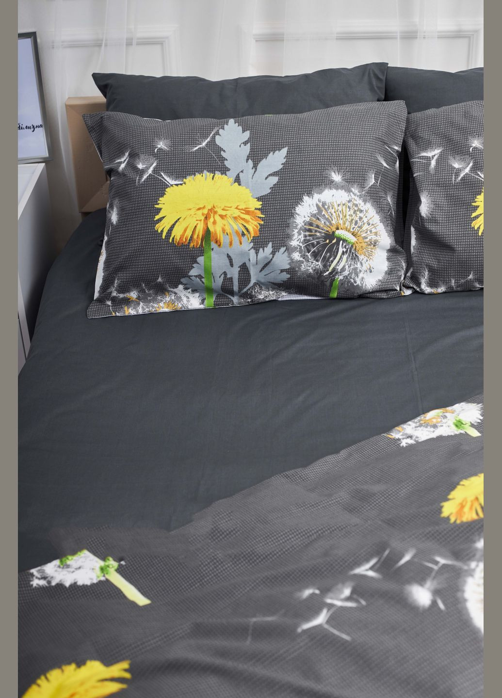 Комплект постельного белья семейный 143х210х2 наволочки 2х50х70 Бязь Gold Люкс (MS-820000931) Moon&Star Dandelion Black (285717478)