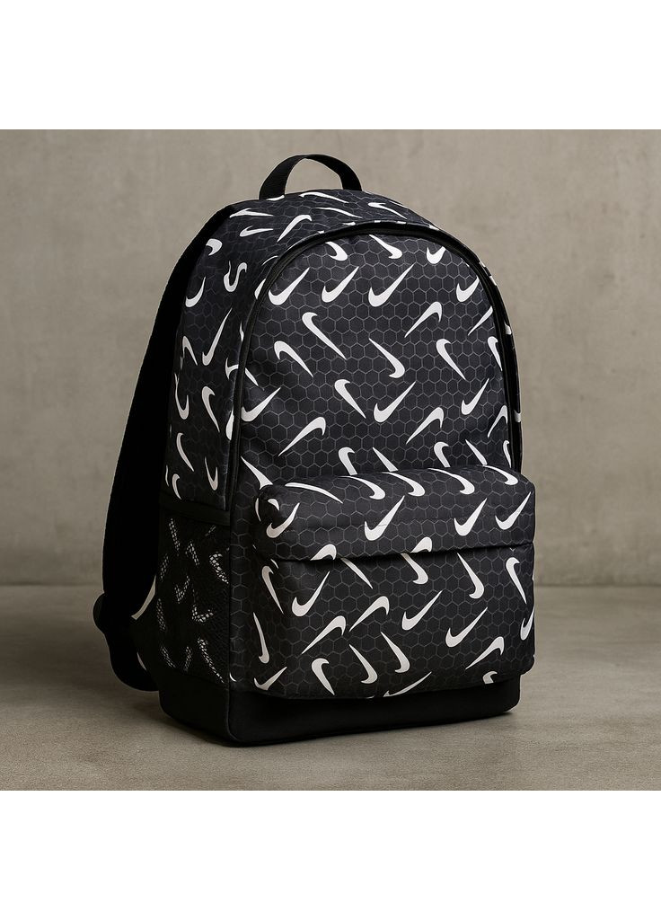 Рюкзак чорно-білий універсальний для школи та міста Nike No Brand (359381255)