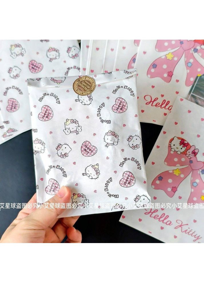 Бумажные подарочные пакетики с Hello Kitty и сердечками 12×17 см, стильные пакетики для упаковки, для подарка No Brand (367165360)