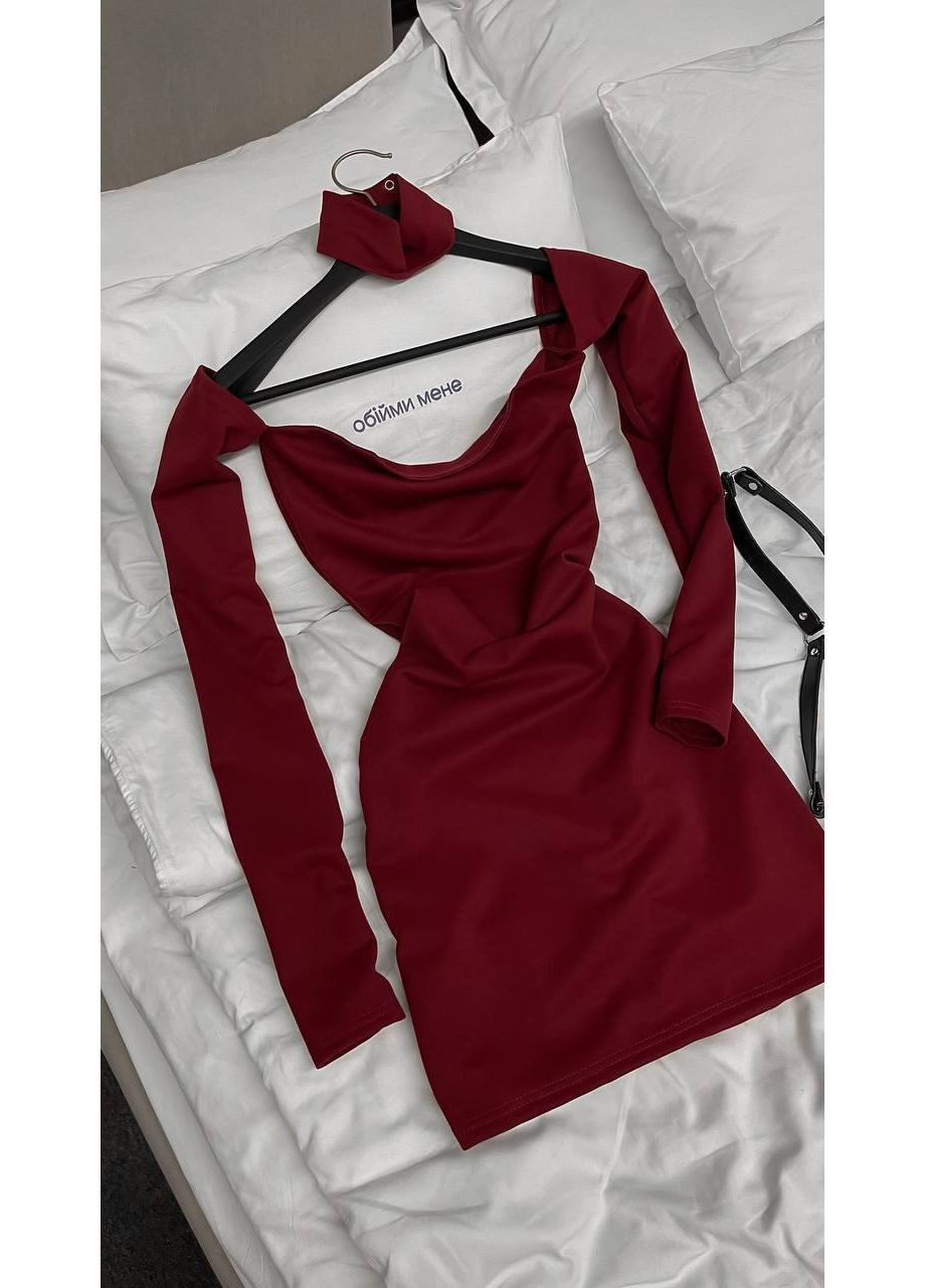 Бордова вечірня, кежуал сукня No Brand однотонна