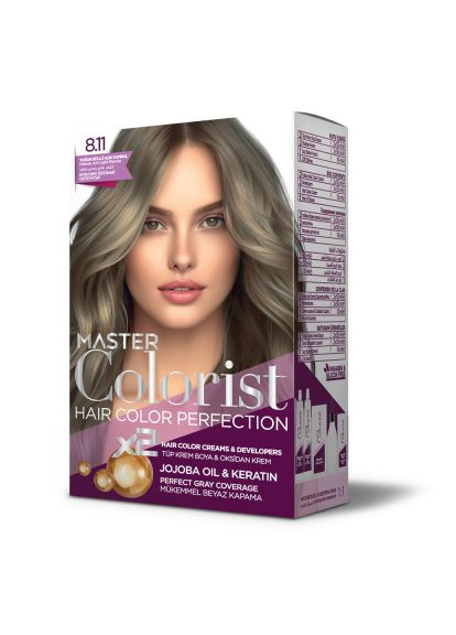 Краска для волос 8.11 Интенсивный пепельный светло-русый, 2x50 мл+2x50 мл+1 Master Colorist (301644215)