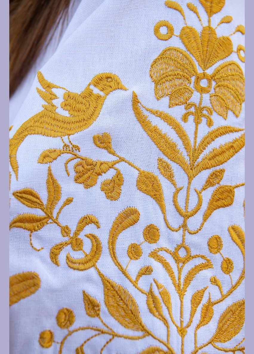 Жіноча вишиванка Пташки біла з жовтим V&V 6262 (320373834)