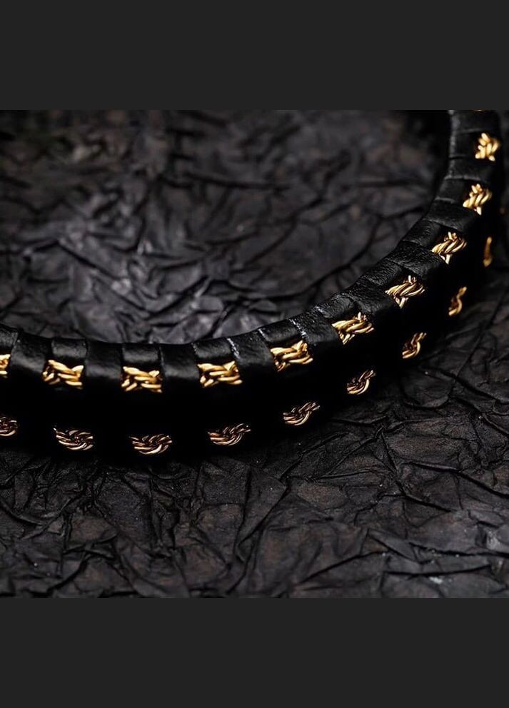 Браслет из кожи со вставками и застежкой золотого цвета (11024) Hemst (301071036)