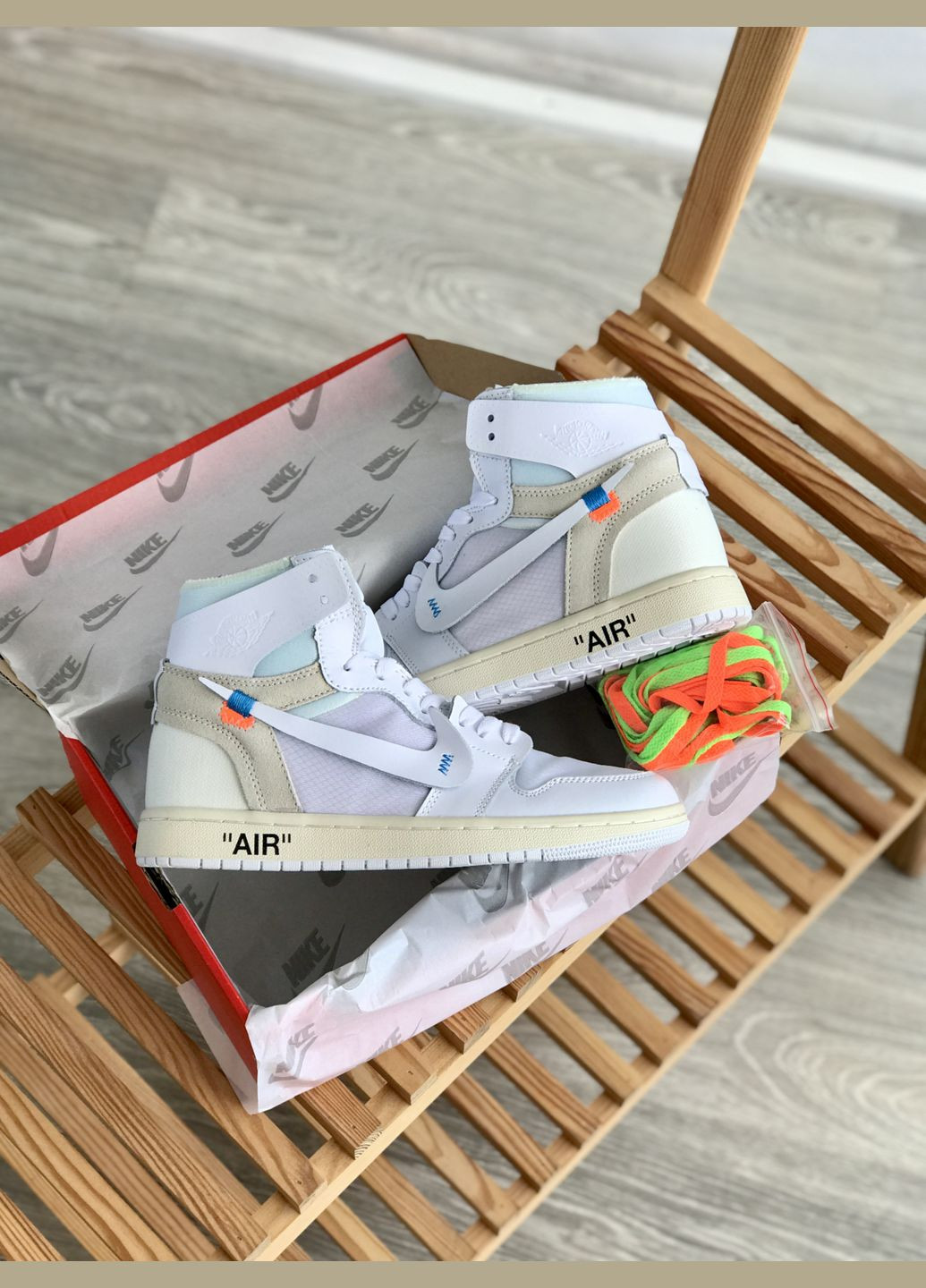 Білі всесезон кросівки чоловічі і жіночі nike jordan 1 retro off-white white | найк джордан 1 ретро офф-вайт білі No Brand