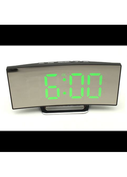 Електронний дзеркальний годинник настільний EDLT DT-6507 Чорний з Зеленою підсвіткою No Brand (323486196)