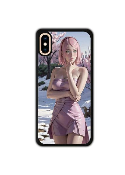 Чохол для Apple Iphone X Сакура Чорний No Brand (302084886)