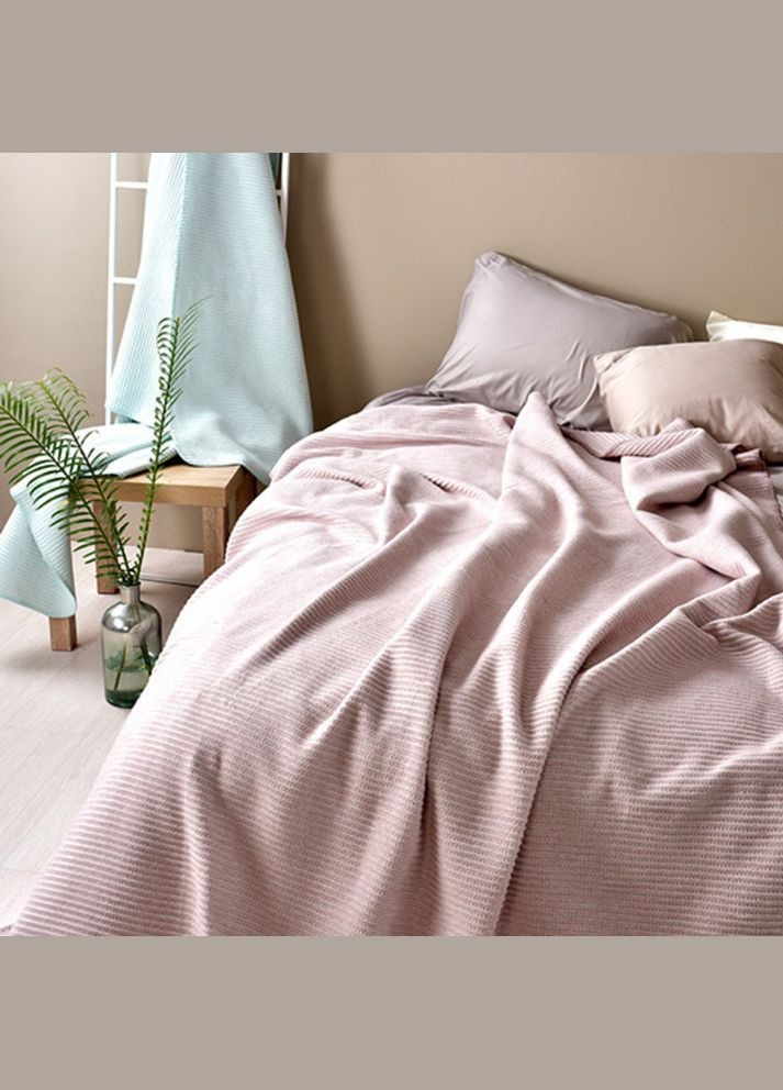 Плед покрывало на кровать Adina 200x220 см пудра натуральный хлопок IDEIA (334727003)