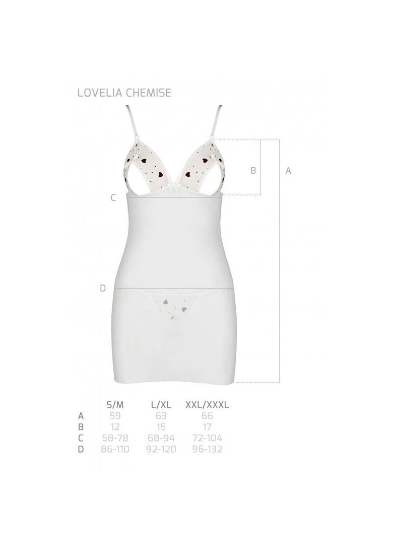 Сорочка з вирізами на грудях + стринги LOVELIA CHEMISE white - CherryLove Passion (282965190)