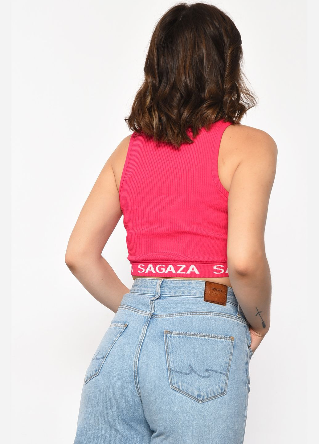 Топ-майка у рубчик жіноча рожевого кольору Let's Shop — 299704351