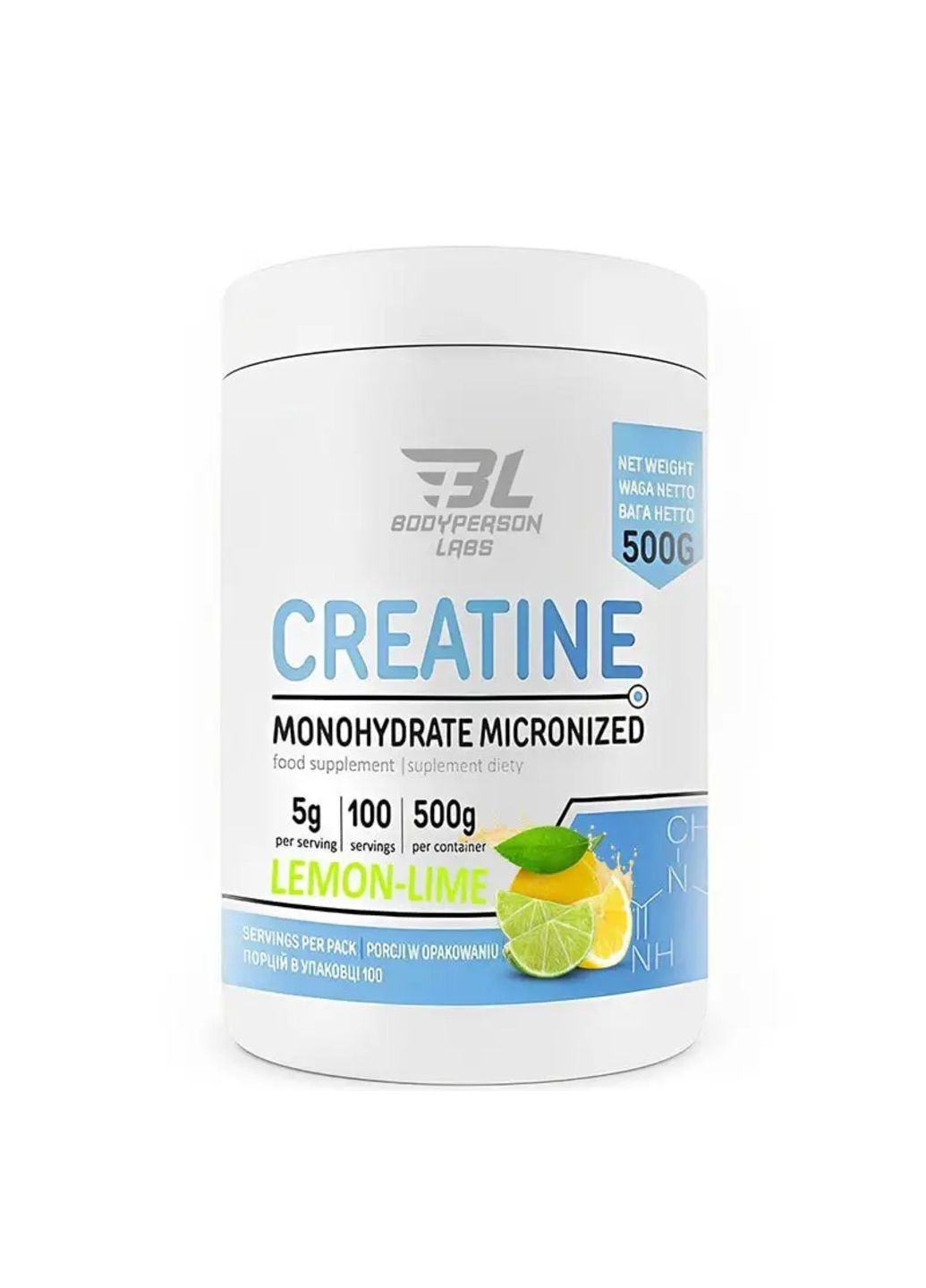Creatine monohydrate - 500g Lemon Lime моногідрату креатину Bodyperson Labs (284725598)
