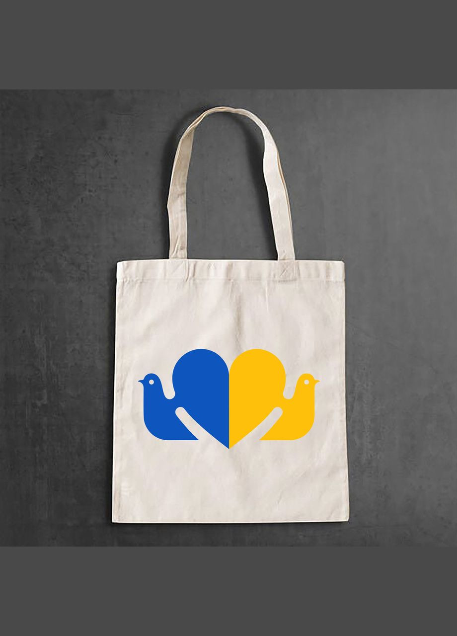Эко-сумка, шоппер, повседневная с принтом "Синий и Желтый Голуби" Кавун шопер (316138285)