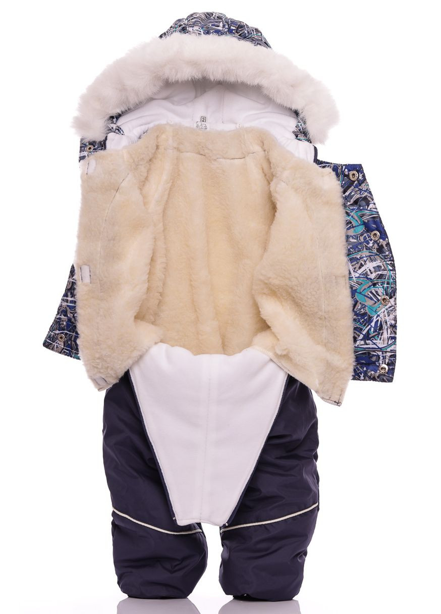 Синій зимній комбінезон для хлопчика на холофайбері кант синій 104 см (28694) BABYKROHA