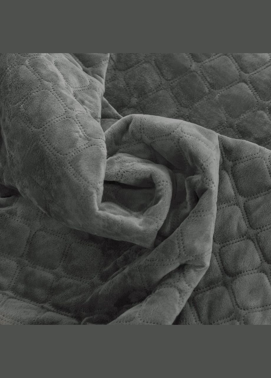 Покрывало Велюровое мягкое Серое размер 220х240 см ромб/круглый ТЕП (323645306)
