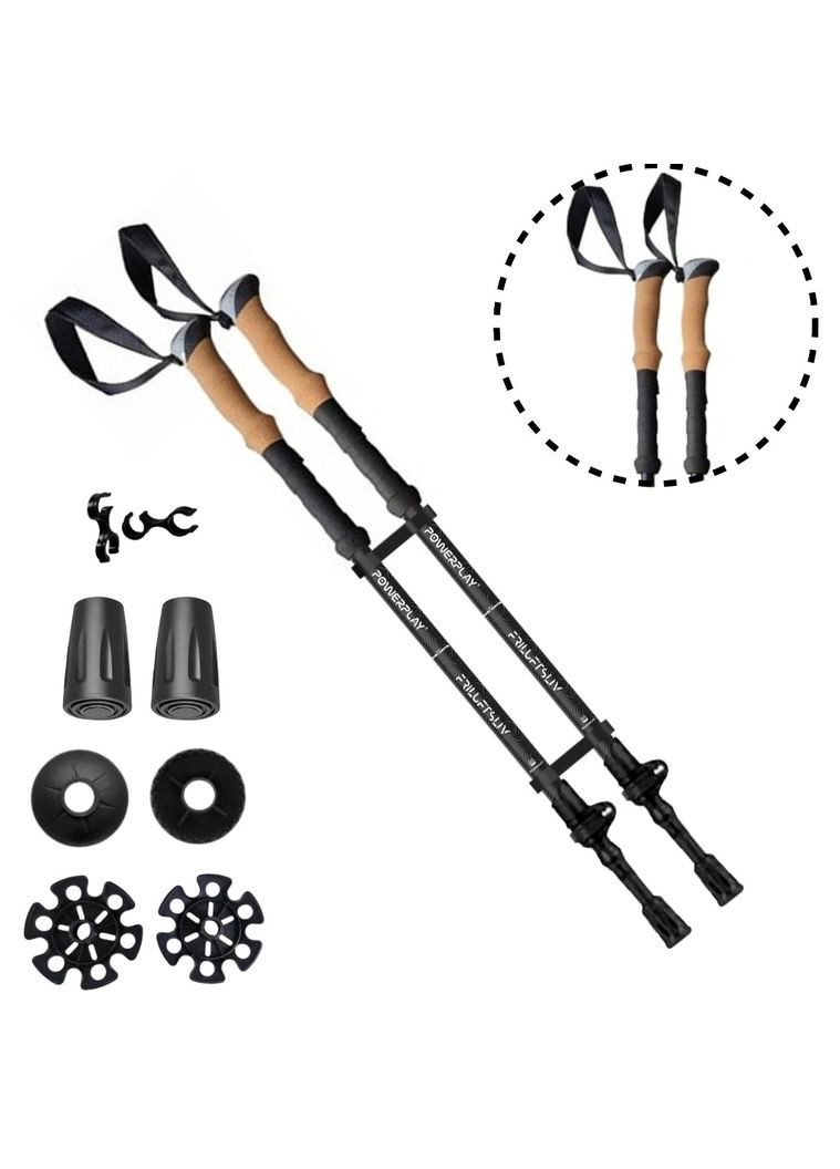 Трекінгові палиці 9107 Friluftsliv Black/White 80-135 см (пара) PowerPlay (320676465)