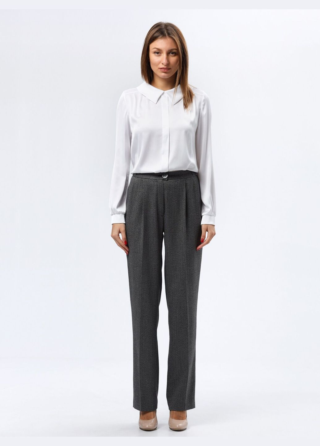 Комбинированная блуза из вискозного атласа 1311 жемчужно-белая Cat Orange