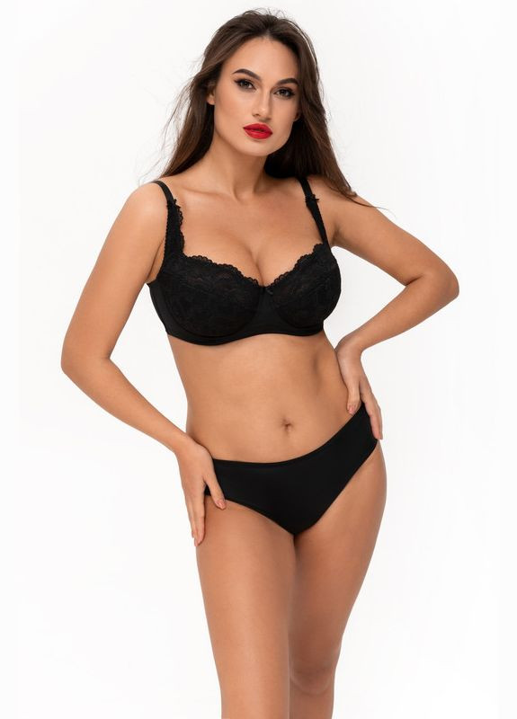 Чёрный бюстгальтер на косточках с полууплотненными чашками Kalyna с косточками
