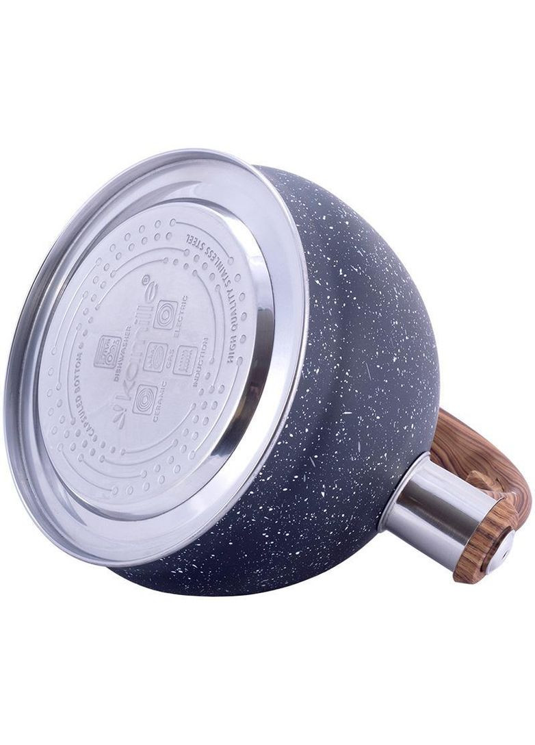 Чайник Whistling Kettle Marble 2л из нержавеющей стали со свистком, черный мрамор Kamille (329895847)